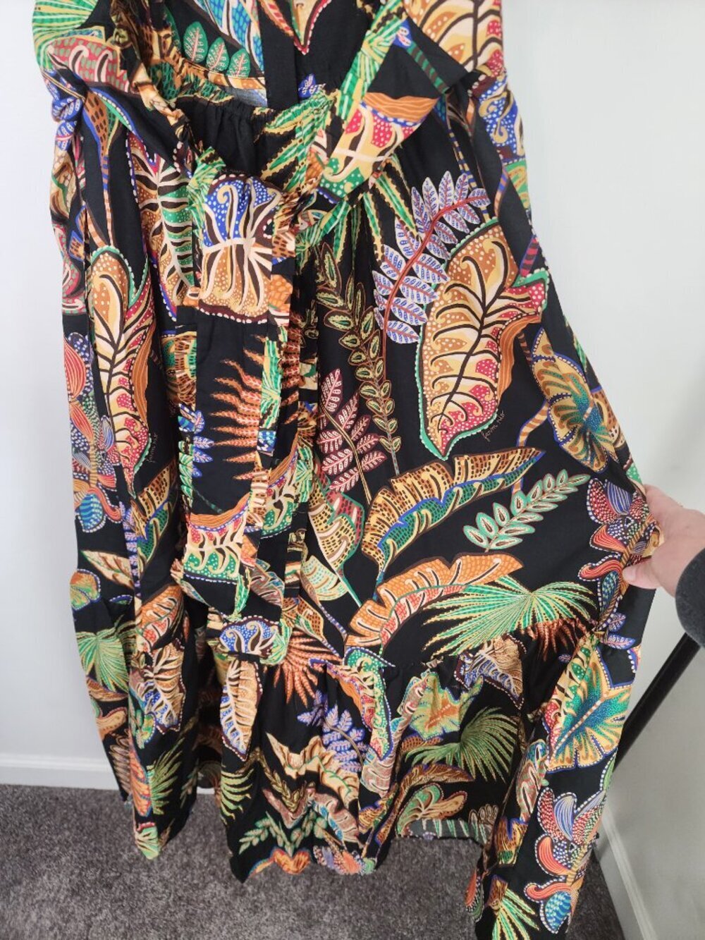 NWT Farm Rio Cool Foliage Black Sleeveless Maxi Dress Size Small - Picture 15 of 17